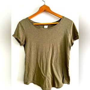 H&M Women Casual T Shirt Top Short Sleeves Crew Neck Clay Green Size X Small